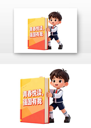 青春悦读强国有我世界读书日卡通 青春悦读强国有我世界读书日卡通