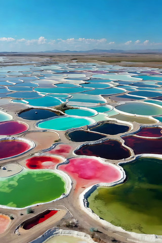 青海盐湖多彩盐池俯瞰 青海盐湖多彩盐池俯瞰