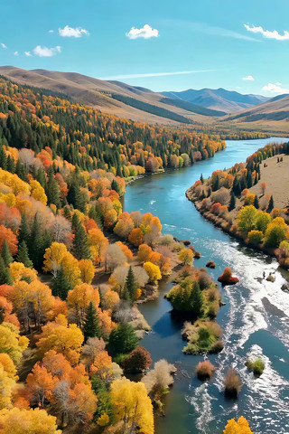 秋季河谷山林自然风光 秋季河谷山林自然风光