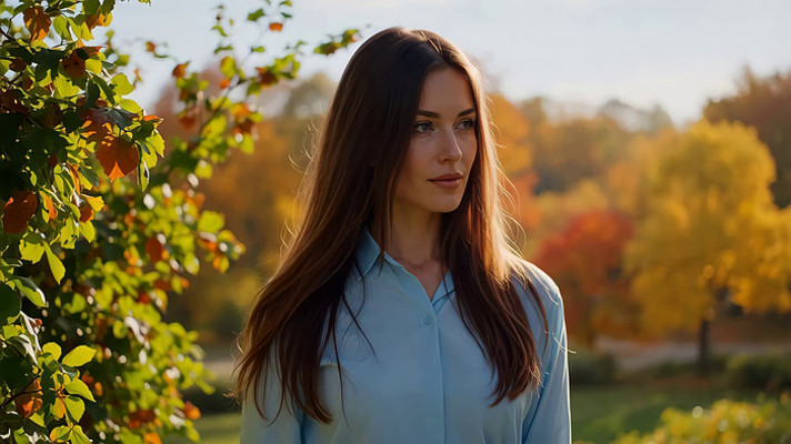 秋日户外女子自然风景画面 秋日户外女子自然风景画面