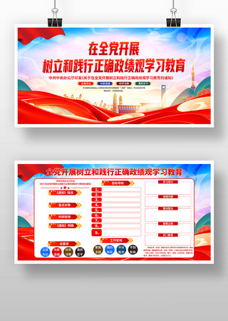 全党开展树立和践行正确政绩观学习教育展板 全党开展树立和践行正确政绩观学习教育展板