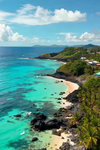 热带海滩海岸线俯瞰美景 热带海滩海岸线俯瞰美景
