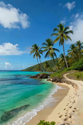 热带海滩椰林自然风光 热带海滩椰林自然风光