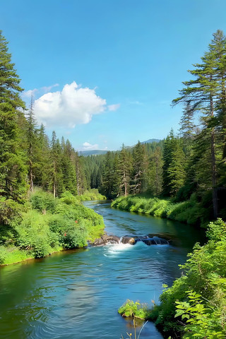 森林河流自然风光 森林河流自然风光