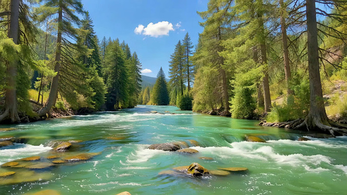 森林河流自然风光 森林河流自然风光