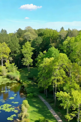 森林湖泊自然风光航拍素材 森林湖泊自然风光航拍素材