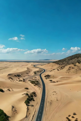 沙漠公路航拍自然风光素材 沙漠公路航拍自然风光素材