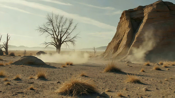 沙漠荒野枯树岩石景观 沙漠荒野枯树岩石景观