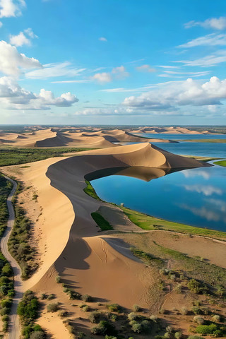 沙漠湖泊鸟瞰全景 沙漠湖泊鸟瞰全景