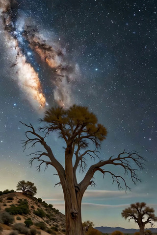 沙漠枯树星空风景素材 沙漠枯树星空风景素材