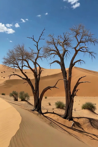 沙漠枯树自然风光 沙漠枯树自然风光