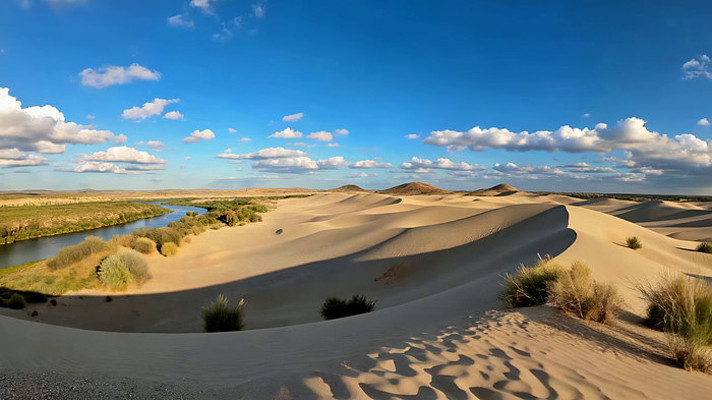 沙漠沙丘河流自然风光 沙漠沙丘河流自然风光