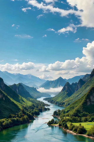 山川河流自然风光全景 山川河流自然风光全景