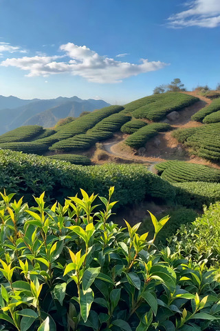 山地茶园自然风光全景 山地茶园自然风光全景