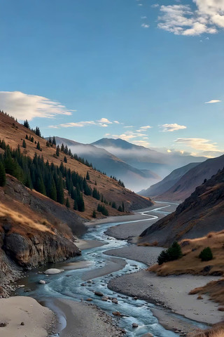 山谷河流自然风光 山谷河流自然风光