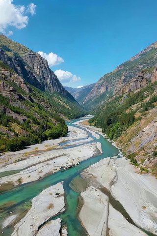 山谷河流自然风光俯瞰 山谷河流自然风光俯瞰