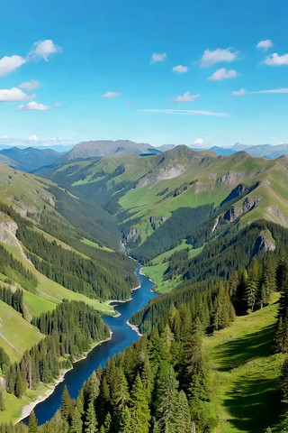 山谷河流自然风光航拍 山谷河流自然风光航拍