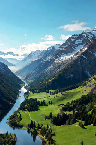 山谷河流自然风光全景 山谷河流自然风光全景
