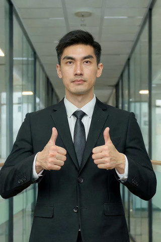 商务人士办公室竖拇指 商务人士办公室竖拇指