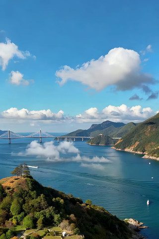 山海间大桥与海面风景 山海间大桥与海面风景