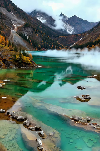 山间碧绿湖水自然风景 山间碧绿湖水自然风景