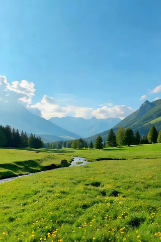 山间草地溪流自然风光素材 山间草地溪流自然风光素材