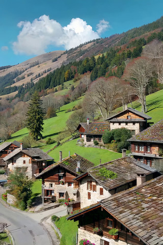 山间村庄自然风光全景 山间村庄自然风光全景