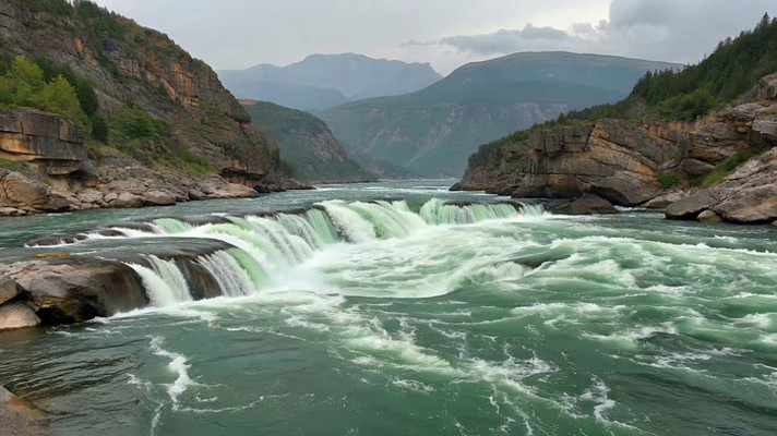 山间河流瀑布自然景观 山间河流瀑布自然景观
