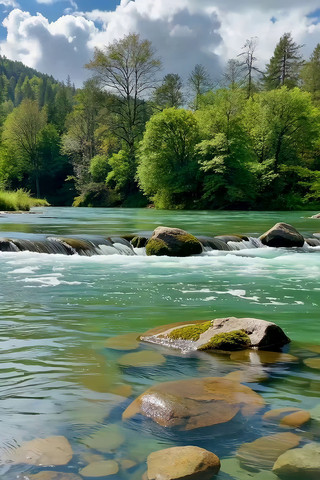 山间河流森林自然景观 山间河流森林自然景观