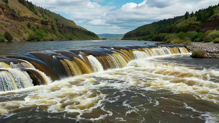 山间河流小瀑布自然景观 山间河流小瀑布自然景观