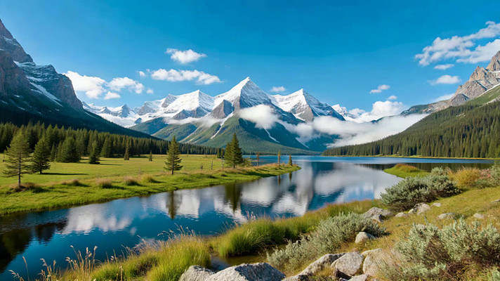 山间湖泊森林自然风光 山间湖泊森林自然风光