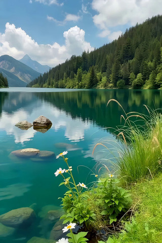 山间湖泊自然风光 山间湖泊自然风光