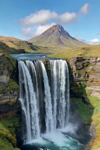 山间瀑布自然风景 山间瀑布自然风景