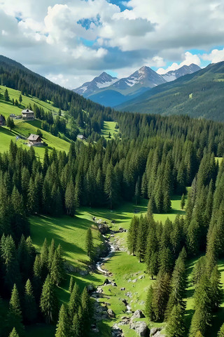 ɽ��ɭ�ֲݵ�Ϫ���羰