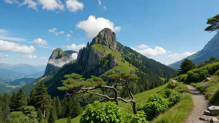 ɽ��ɭ�ַ羰������С·