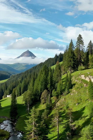 山间森林溪流自然风光 山间森林溪流自然风光