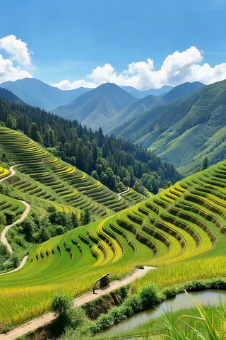 山间梯田自然风光 山间梯田自然风光