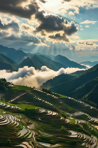 山间梯田自然风光 山间梯田自然风光