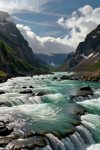 山间湍急河流自然风光素材 山间湍急河流自然风光素材