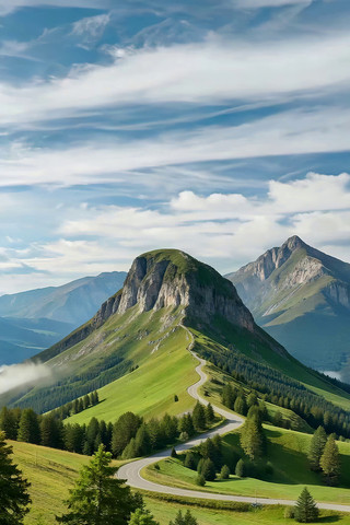 山间蜿蜒公路自然风光 山间蜿蜒公路自然风光