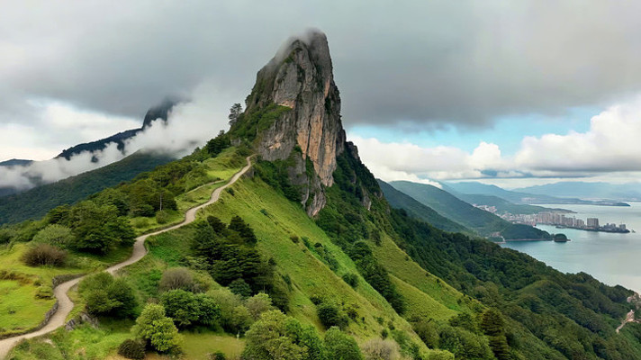 山间云雾缭绕的山峰风景 山间云雾缭绕的山峰风景