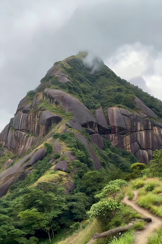 山间云雾缭绕的山峰风景 山间云雾缭绕的山峰风景