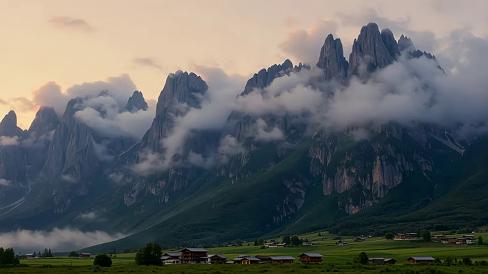 山间云雾缭绕的自然风光 山间云雾缭绕的自然风光
