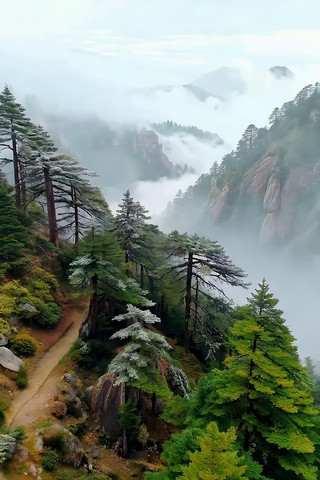 山间云雾缭绕自然风光 山间云雾缭绕自然风光