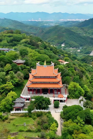 山林间古建筑俯瞰 山林间古建筑俯瞰