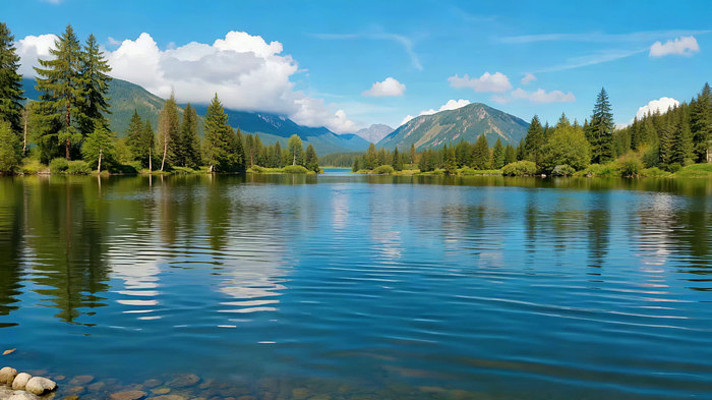 山林间湖泊自然风光 山林间湖泊自然风光