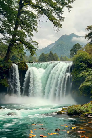 山林间瀑布自然景观素材 山林间瀑布自然景观素材