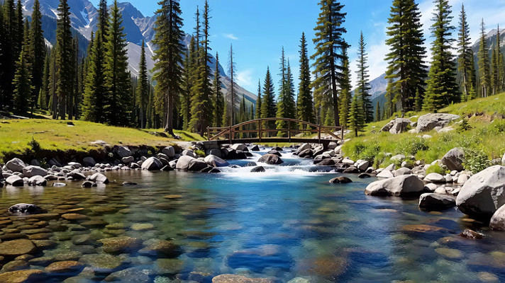 山林间清澈溪流风景 山林间清澈溪流风景