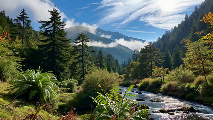 山林间溪流自然风光 山林间溪流自然风光