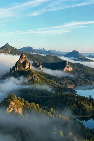 山峦森林湖泊自然风光 山峦森林湖泊自然风光